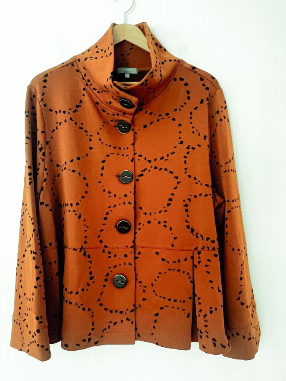 Habitat Clothing Retro Circle Knit Jacquard Button Jacket Ginger Rust - Picture 4 of 11